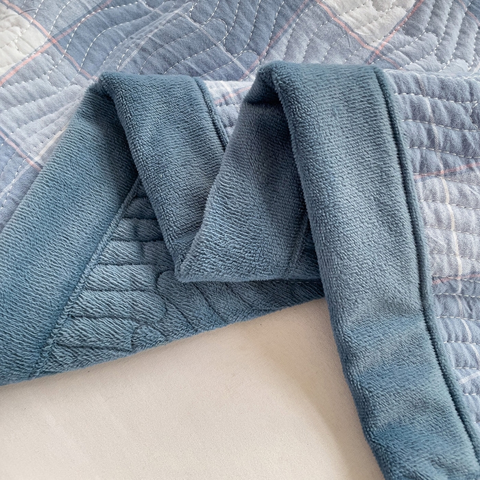 91家纺网 家纺一手货源 找家纺 羽爱家纺 2024新款全棉色织水洗宝宝绒床盖四件套 木兰