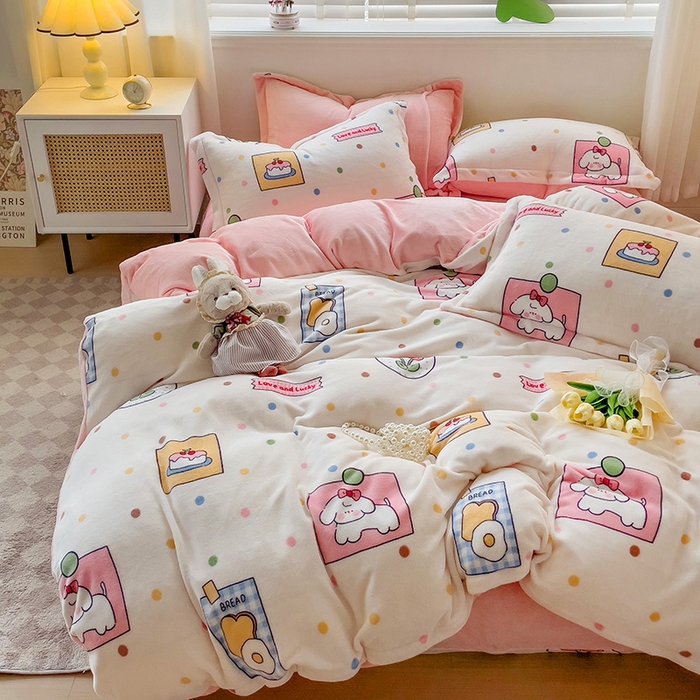 91家纺网 家纺一手货源 找家纺 乐童家纺 2024新款跑量款牛奶绒床裙四件套 活力宝贝