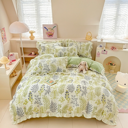 典曼家纺 2024新款A类韩版牛奶绒四件套 绿野仙踪