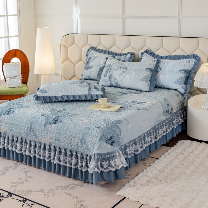 91家纺网 家纺一手货源 找家纺 美莱家纺 2024直播热款加厚秋冬牛奶绒床盖单件床罩床盖四件套 一叶知秋