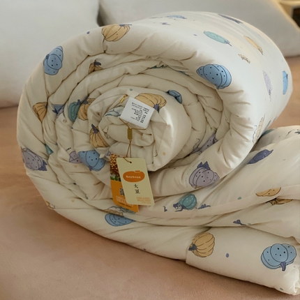 91家纺网 家纺一手货源 找家纺 无瑕家居 2024新款婴儿棉竹纤维小红书得物INS风提花大豆被水洗棉大豆夏被冬被子被芯垫被 万圣南瓜