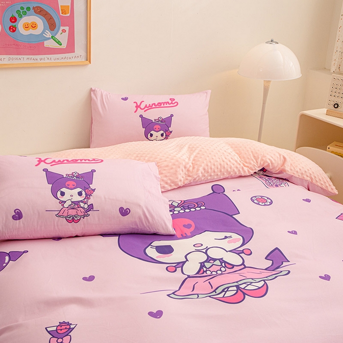 91家纺网 家纺一手货源 找家纺 睡棉坊 2024新款库洛米正版带标可拆洗冬被A版全棉13070B版豆豆绒单被套绒被子 礼盒库洛米