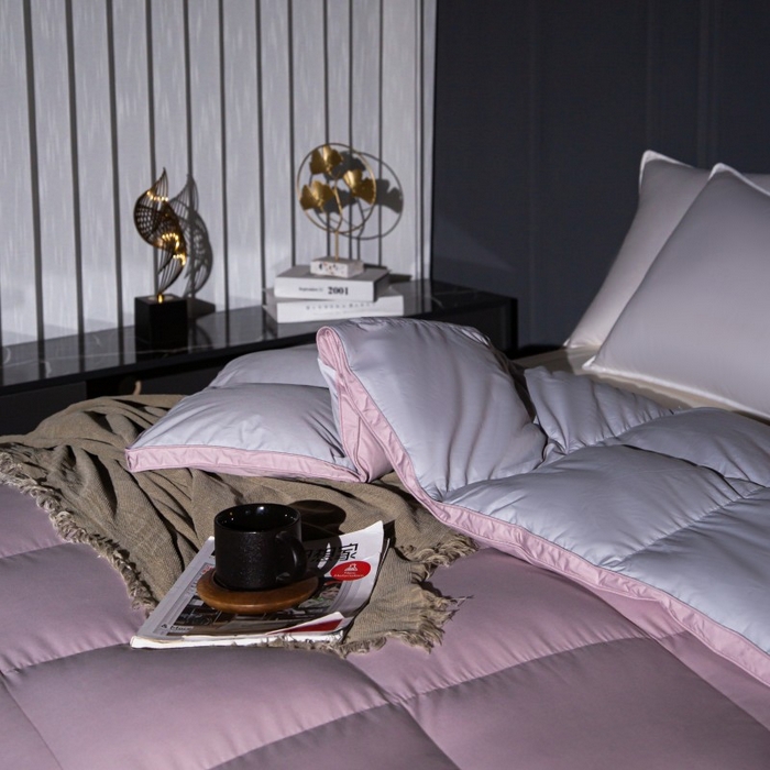 91家纺网 家纺一手货源 找家纺 （总）颐羽达 厂家45天丝立体羽绒被套纯色AB版自充绒半成品防钻绒鹅绒被被壳