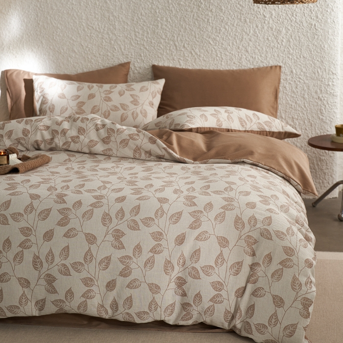 91家纺网 家纺一手货源 找家纺 慕尚家纺 2025新款磨毛提花双层纱四件套 叶韵咖