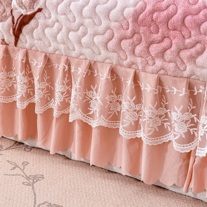 91家纺网 家纺一手货源 找家纺 美莱家纺 2024直播热款加厚秋冬牛奶绒床盖单件床罩床盖四件套 花意满满粉