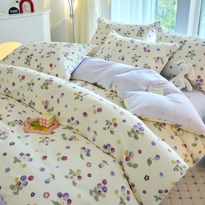 91家纺网 家纺一手货源 找家纺 珂博家纺 2024新款轻柔感全棉印花纯棉四件套松果叶语