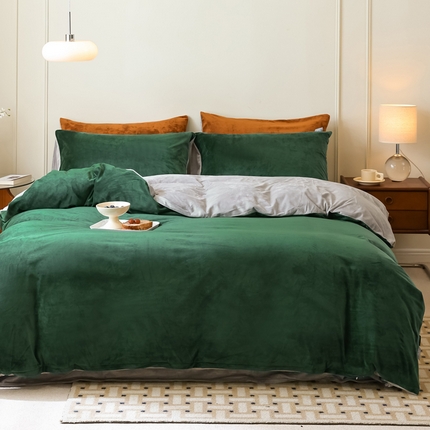 91家纺网 家纺一手货源 找家纺 （总）ONE TWO ONE 121 新品【婴儿绒双拼四件套】2024毛毯被子四件套单件床单被套床笠珊瑚绒牛奶绒冬被法兰绒兔毛绒