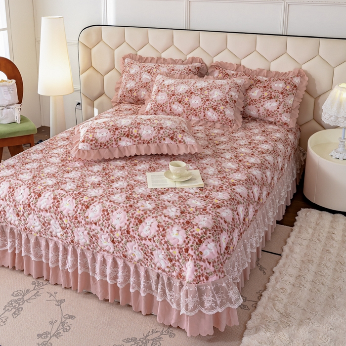 91家纺网 家纺一手货源 找家纺 美莱家纺 2024直播热款加厚秋冬牛奶绒床盖单件床罩床盖四件套 小桃兔兔