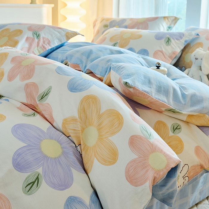 91家纺网 家纺一手货源 找家纺 珂博家纺 2024新款轻柔感全棉印花纯棉四件套花海争名