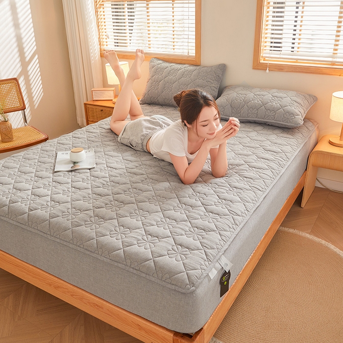 91家纺网 家纺一手货源 找家纺 （总）3C 2024新款全棉水洗棉夹棉床笠-浅语系列