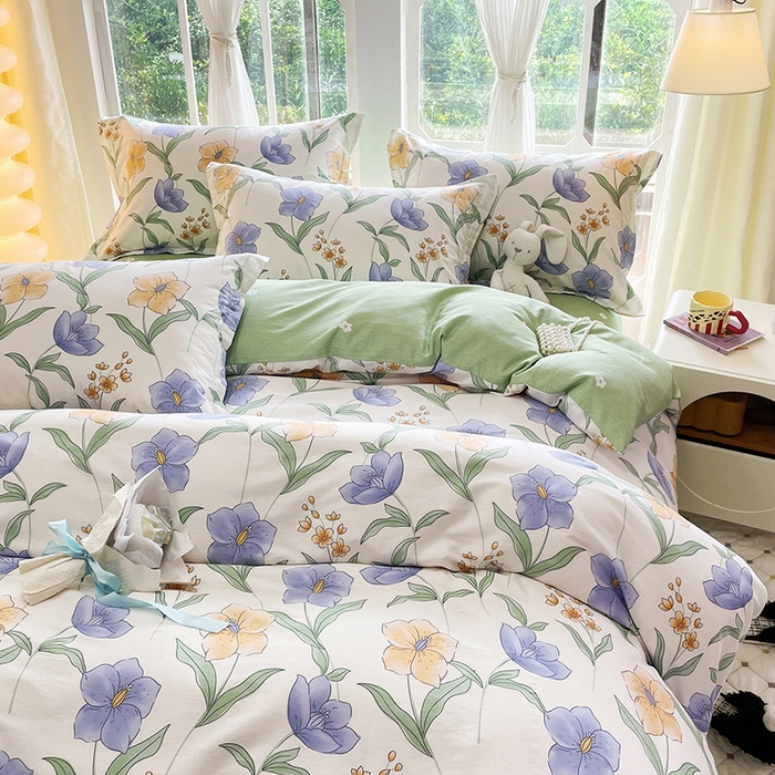 91家纺网 家纺一手货源 找家纺 珂博家纺 2024新款轻柔感全棉印花纯棉四件套芳影轻吟