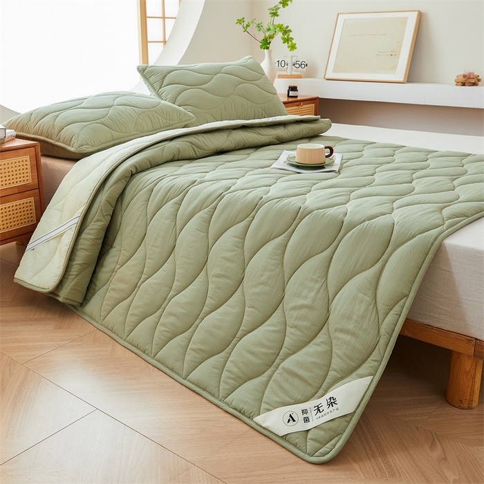 91家纺网 家纺一手货源 找家纺 3C 新款A类无染全棉抑菌棉花夹棉床护垫 无染-青果绿