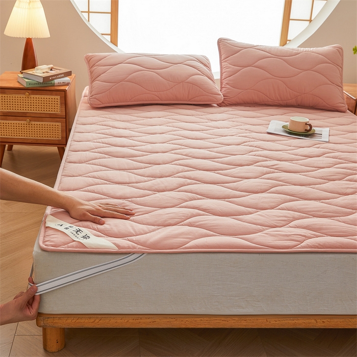 91家纺网 家纺一手货源 找家纺 3C 新款A类无染全棉抑菌棉花夹棉床护垫 无染-凤仙粉