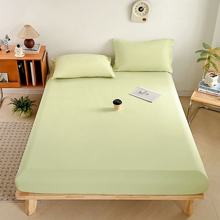 悦织湾家纺 2025新款超柔水洗棉纯色简约单品床笠系列 香草冰激凌