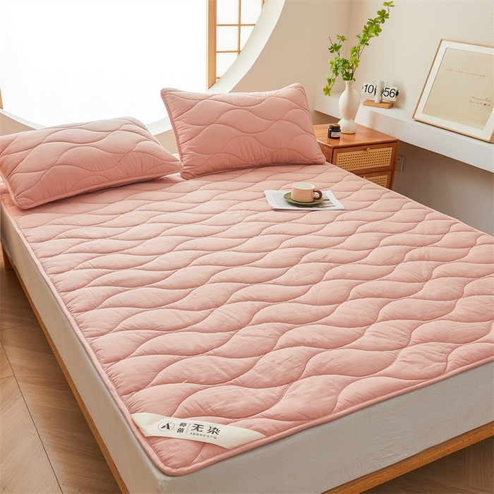 91家纺网 家纺一手货源 找家纺 3C 新款A类无染全棉抑菌棉花夹棉床护垫 无染-凤仙粉