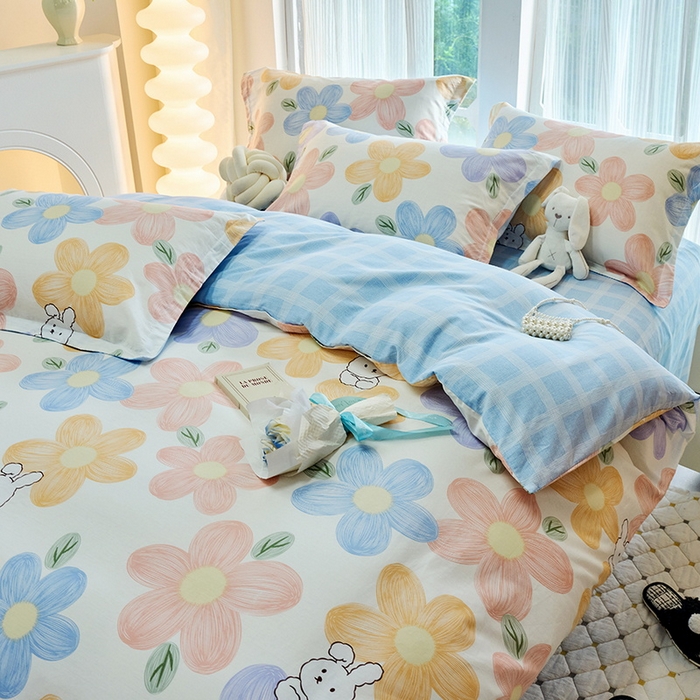 91家纺网 家纺一手货源 找家纺 珂博家纺 2024新款轻柔感全棉印花纯棉四件套花海争名