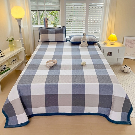 羽爱家纺 2024新款全棉色织水洗宝宝绒床盖三件套 沁兰