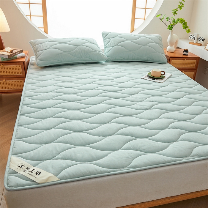 91家纺网 家纺一手货源 找家纺 3C 新款A类无染全棉抑菌棉花夹棉床护垫 无染-天空蓝
