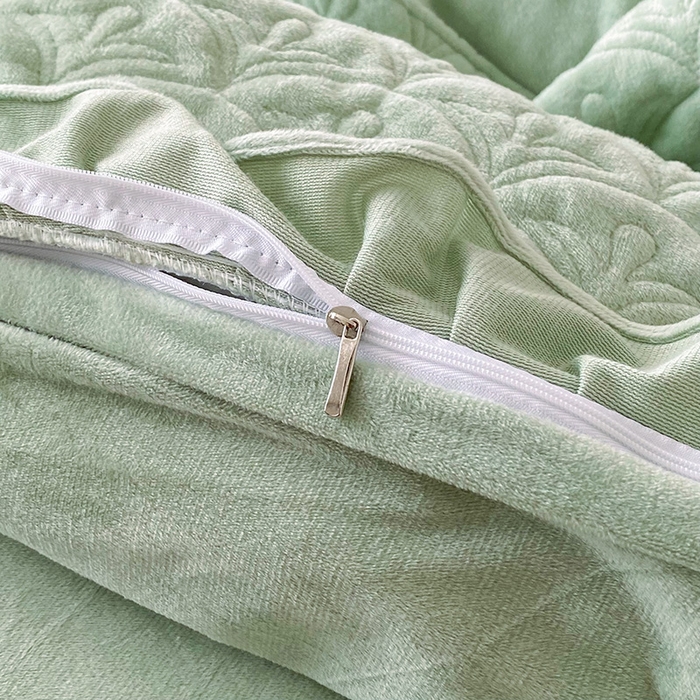 91家纺网 家纺一手货源 找家纺 兴美佳家纺 2024新款水晶绒全加棉床盖四件套-冬之恋 冬之恋-绿色