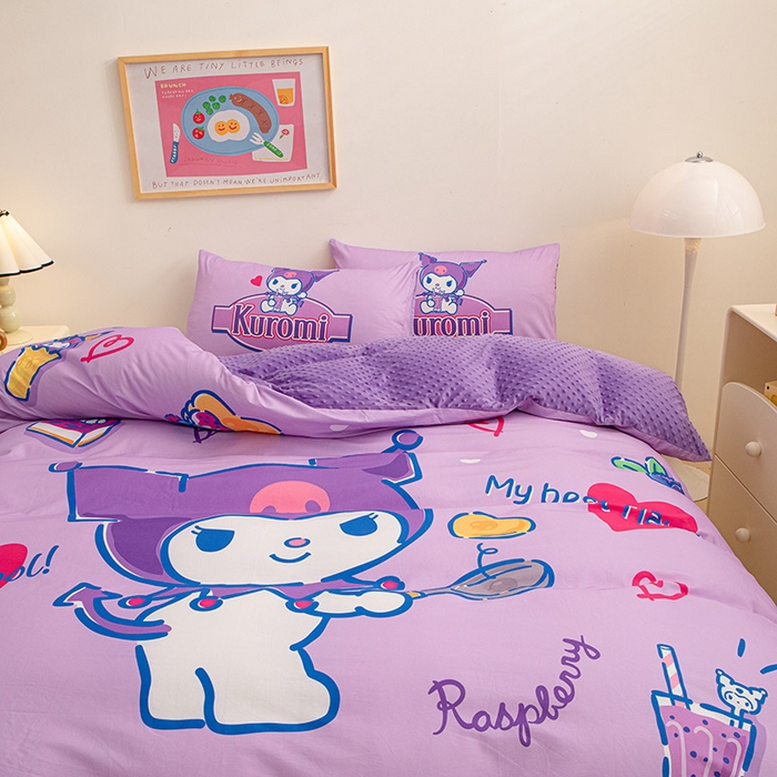 91家纺网 家纺一手货源 找家纺 睡棉坊 2024新款库洛米正版带标可拆洗冬被A版全棉13070B版豆豆绒单被套绒被子 蓝莓库洛米