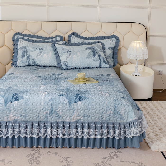 91家纺网 家纺一手货源 找家纺 美莱家纺 2024直播热款加厚秋冬牛奶绒床盖单件床罩床盖四件套 一叶知秋