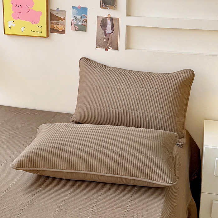 91家纺网 家纺一手货源 找家纺 羽爱2024新款A类全棉纯色榻榻米床盖咖啡色