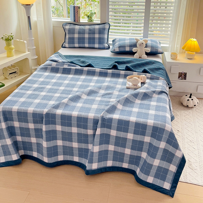 91家纺网 家纺一手货源 找家纺 羽爱家纺 2024新款全棉色织水洗宝宝绒床盖三件套 木兰