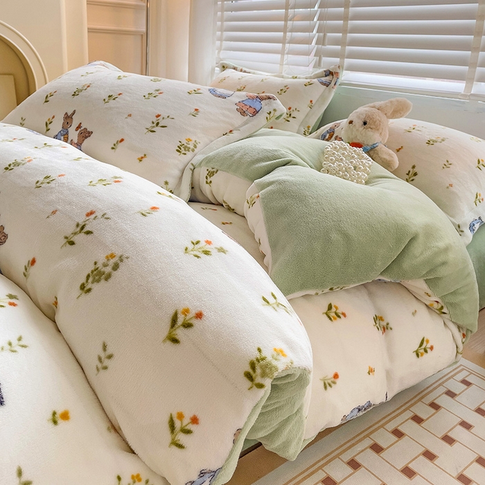 91家纺网 家纺一手货源 找家纺 乐童家纺 2024新款跑量款牛奶绒床裙四件套 你好彼得