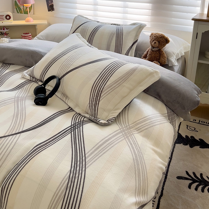 91家纺网 家纺一手货源 找家纺 乐童家纺 2024新款跑量款牛奶绒床裙四件套 波浪