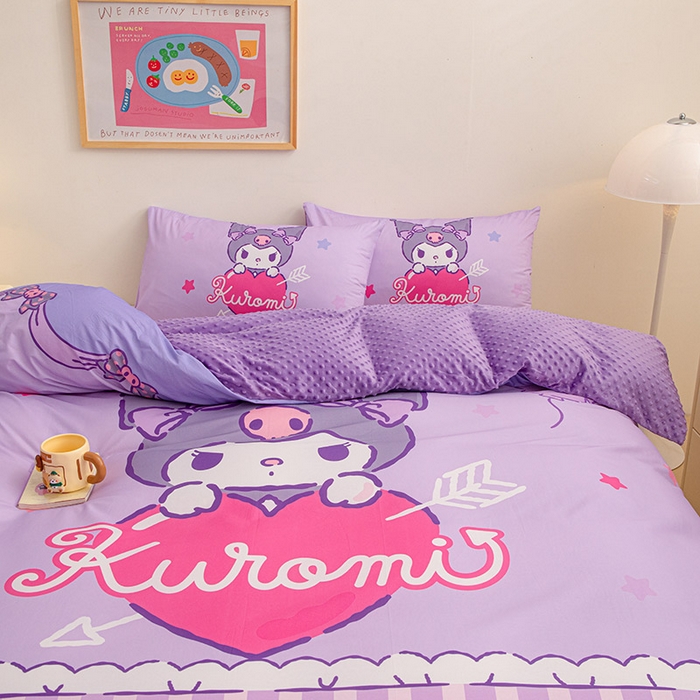 91家纺网 家纺一手货源 找家纺 睡棉坊 2024新款库洛米正版带标可拆洗冬被A版全棉13070B版豆豆绒单被套绒被子 甜心库洛米