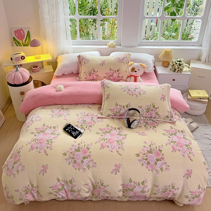 91家纺网 家纺一手货源 找家纺 （总）乐童家纺 2024新款跑量款牛奶绒床裙四件套