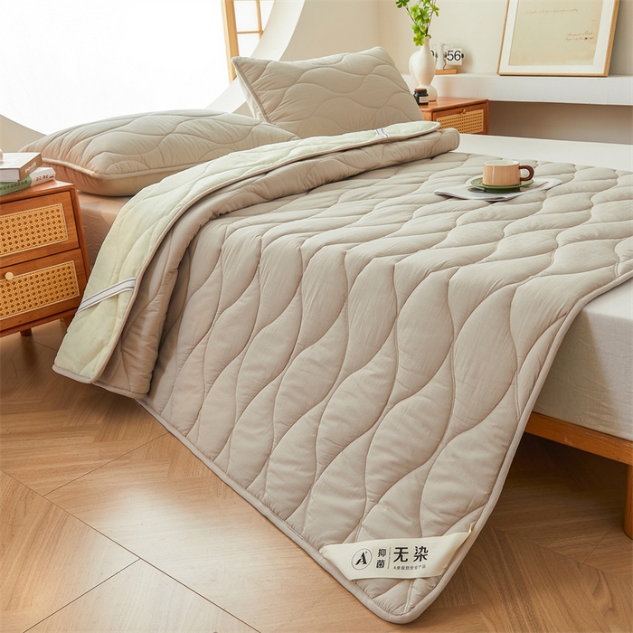 91家纺网 家纺一手货源 找家纺 3C 新款A类无染全棉抑菌棉花夹棉床护垫 无染-浅卡其