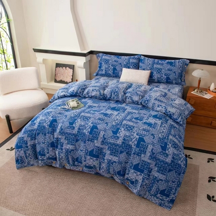 双层纱家居 2024新款双层纱四件套 西雅图蓝