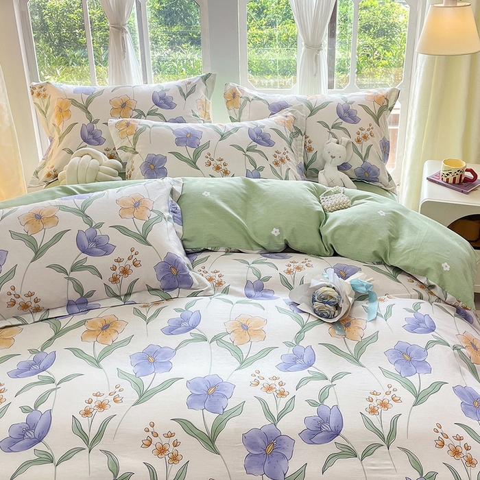 91家纺网 家纺一手货源 找家纺 珂博家纺 2024新款轻柔感全棉印花纯棉四件套芳影轻吟