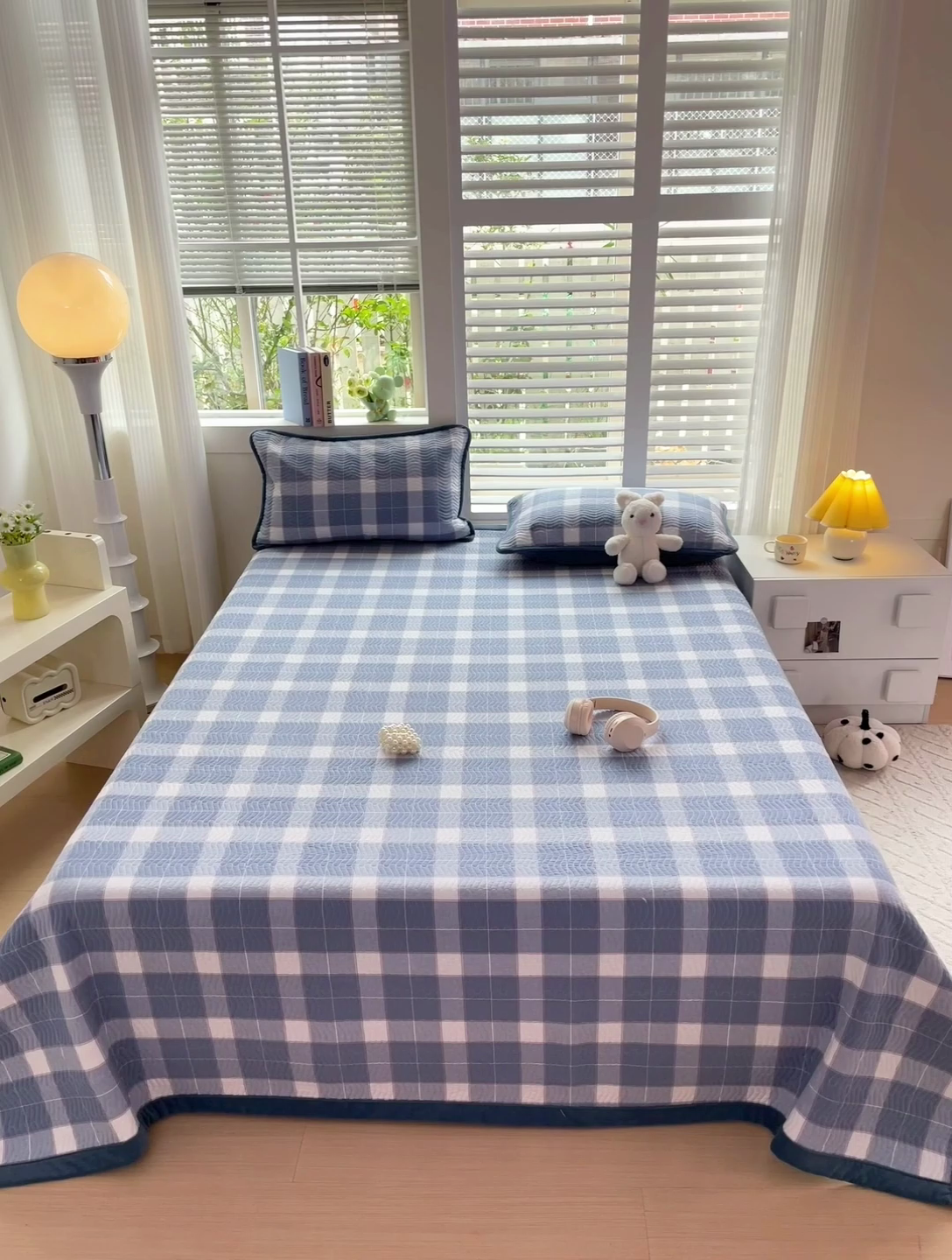 91家纺网 家纺一手货源 找家纺 羽爱家纺 2024新款全棉色织水洗宝宝绒床盖三件套 木兰