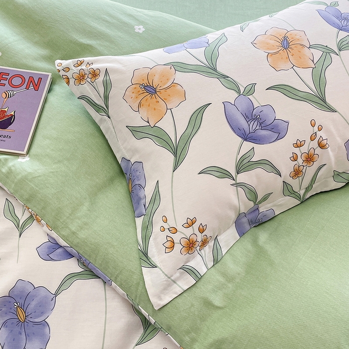 91家纺网 家纺一手货源 找家纺 珂博家纺 2024新款轻柔感全棉印花纯棉四件套芳影轻吟