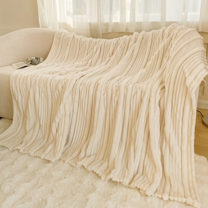91家纺网 家纺一手货源 找家纺 潮邦创意家居 2025新款澳密绒双面加厚毯毛毯盖毯 澳密绒-奶白