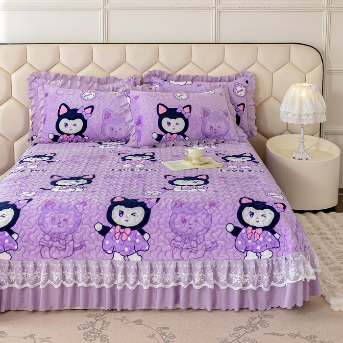 91家纺网 家纺一手货源 找家纺 美莱家纺 2024直播热款加厚秋冬牛奶绒床盖单件床罩床盖四件套 猫小姐