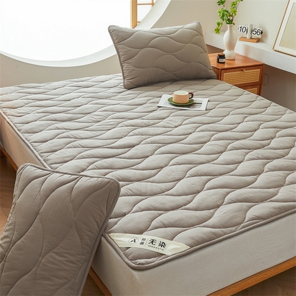 91家纺网 家纺一手货源 找家纺 3C 新款A类无染全棉抑菌棉花夹棉床护垫 无染-岩石灰