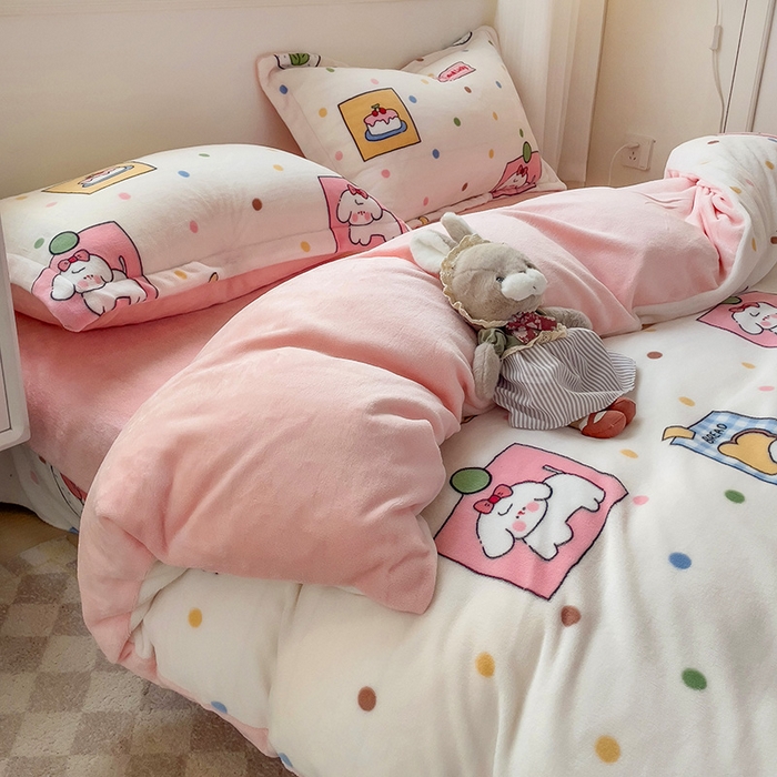 91家纺网 家纺一手货源 找家纺 乐童家纺 2024新款跑量款牛奶绒床裙四件套 活力宝贝