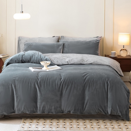 91家纺网 家纺一手货源 找家纺 （总）ONE TWO ONE 121 新品【婴儿绒双拼四件套】2024毛毯被子四件套单件床单被套床笠珊瑚绒牛奶绒冬被法兰绒兔毛绒