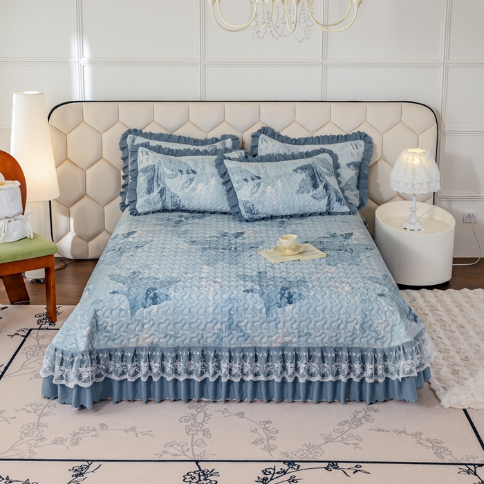 91家纺网 家纺一手货源 找家纺 美莱家纺 2024直播热款加厚秋冬牛奶绒床盖单件床罩床盖四件套 一叶知秋