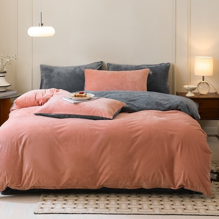 91家纺网 家纺一手货源 找家纺 （总）ONE TWO ONE 121 新品【婴儿绒双拼四件套】2024毛毯被子四件套单件床单被套床笠珊瑚绒牛奶绒冬被法兰绒兔毛绒