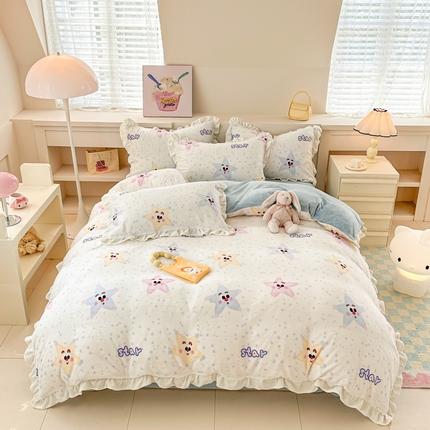 典曼家纺 2024新款A类韩版牛奶绒四件套 多彩繁星