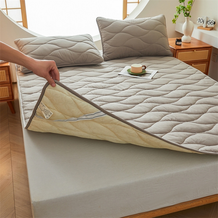 91家纺网 家纺一手货源 找家纺 3C 新款A类无染全棉抑菌棉花夹棉床护垫 无染-岩石灰