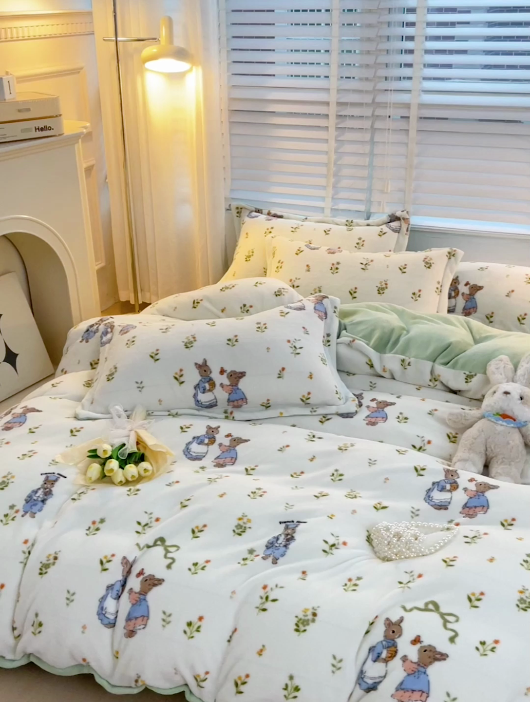 91家纺网 家纺一手货源 找家纺 乐童家纺 2024新款跑量款牛奶绒床裙四件套 你好彼得