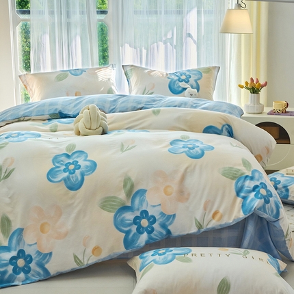 91家纺网 家纺一手货源 找家纺 （总）珂博家纺 2024新款轻柔感全棉印花单品四件套系列-单床单单床笠