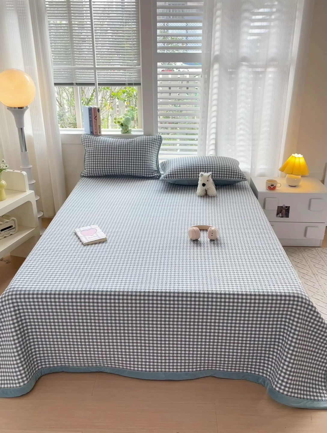 91家纺网 家纺一手货源 找家纺 羽爱家纺 2024新款全棉色织水洗宝宝绒床盖三件套 兰香谷