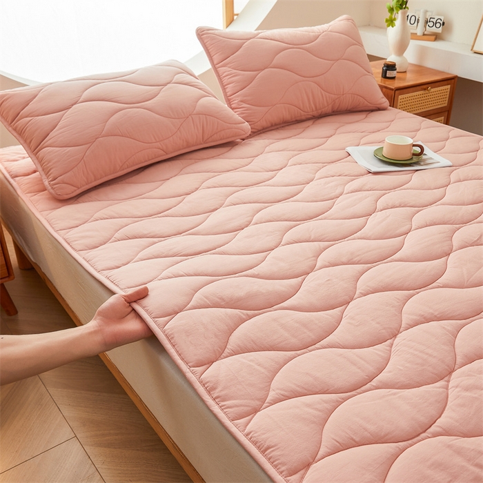 91家纺网 家纺一手货源 找家纺 3C 新款A类无染全棉抑菌棉花夹棉床护垫 无染-凤仙粉