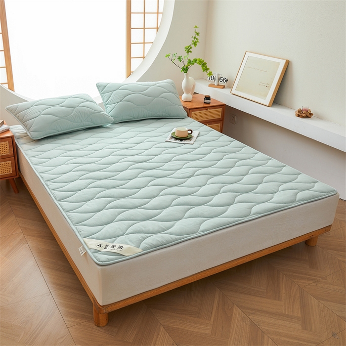 91家纺网 家纺一手货源 找家纺 3C 新款A类无染全棉抑菌棉花夹棉床护垫 无染-天空蓝